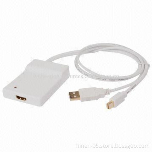 Mini Display-port + USB Audio to HDMI Adapter, Supports HDMI Resolution of Up to 1,080P